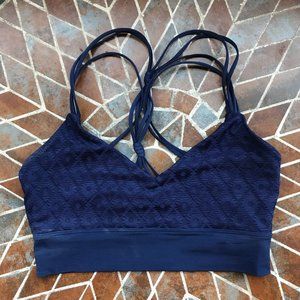 Lorna Jane Navy Diamond Patterned Sports Bra M